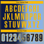 Custom Navy Light Blue-Gold 3D Gradient Fashion Performance Polo Shirt