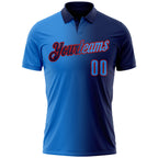 Custom Navy Powder Blue-Red 3D Gradient Fashion Performance Polo Shirt