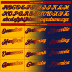 Custom Navy Gold-Red 3D Gradient Fashion Performance Polo Shirt