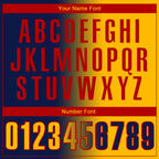 Custom Navy Gold-Red 3D Gradient Fashion Performance Polo Shirt