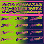 Custom Navy Neon Green-Pink 3D Gradient Fashion Performance Polo Shirt