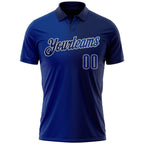 Custom Navy Royal-Gray 3D Gradient Fashion Performance Polo Shirt