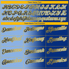 Custom Royal Light Blue-Gold 3D Gradient Fashion Performance Polo Shirt