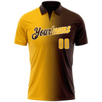 Custom Brown Gold-Cream 3D Gradient Fashion Performance Polo Shirt