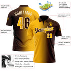 Custom Brown Gold-Cream 3D Gradient Fashion Performance Polo Shirt