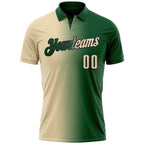 Custom Green Cream-Black 3D Gradient Fashion Performance Polo Shirt