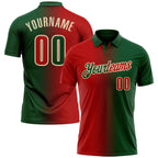 Custom Green Red-Cream 3D Gradient Fashion Performance Polo Shirt