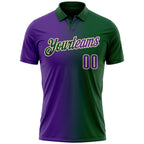Custom Green Purple-Cream 3D Gradient Fashion Performance Polo Shirt
