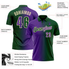 Custom Green Purple-Cream 3D Gradient Fashion Performance Polo Shirt