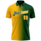 Custom Green Gold-Cream 3D Gradient Fashion Performance Polo Shirt
