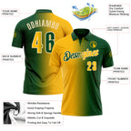 Custom Green Gold-Cream 3D Gradient Fashion Performance Polo Shirt