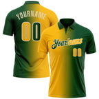 Custom Green Gold-Cream 3D Gradient Fashion Performance Polo Shirt