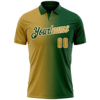 Custom Green Old Gold-Cream 3D Gradient Fashion Performance Polo Shirt