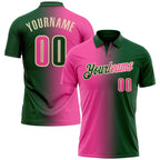Custom Green Pink-Cream 3D Gradient Fashion Performance Polo Shirt