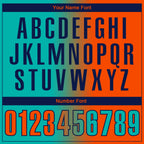 Custom Aqua Orange-Navy 3D Gradient Fashion Performance Polo Shirt