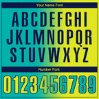 Custom Aqua Neon Yellow-Navy 3D Gradient Fashion Performance Polo Shirt