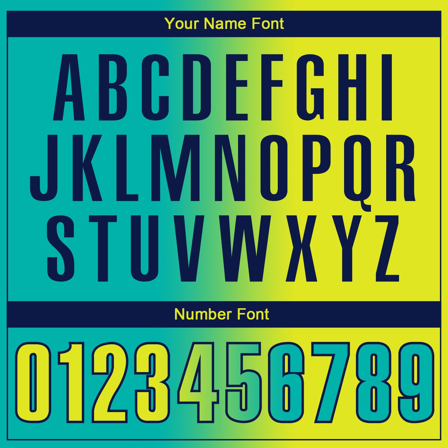 Custom Aqua Neon Yellow-Navy 3D Gradient Fashion Performance Polo Shirt