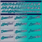 Custom Aqua Gray-Navy 3D Gradient Fashion Performance Polo Shirt