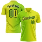 Custom Neon Yellow Neon Green-Navy 3D Gradient Fashion Performance Polo Shirt