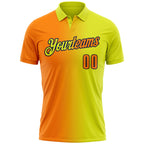 Custom Neon Yellow Bay Orange-Navy 3D Gradient Fashion Performance Polo Shirt