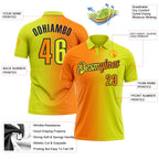 Custom Neon Yellow Bay Orange-Navy 3D Gradient Fashion Performance Polo Shirt