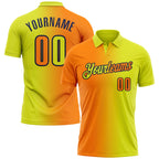 Custom Neon Yellow Bay Orange-Navy 3D Gradient Fashion Performance Polo Shirt