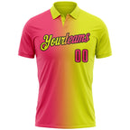 Custom Neon Yellow Neon Pink-Black 3D Gradient Fashion Performance Polo Shirt