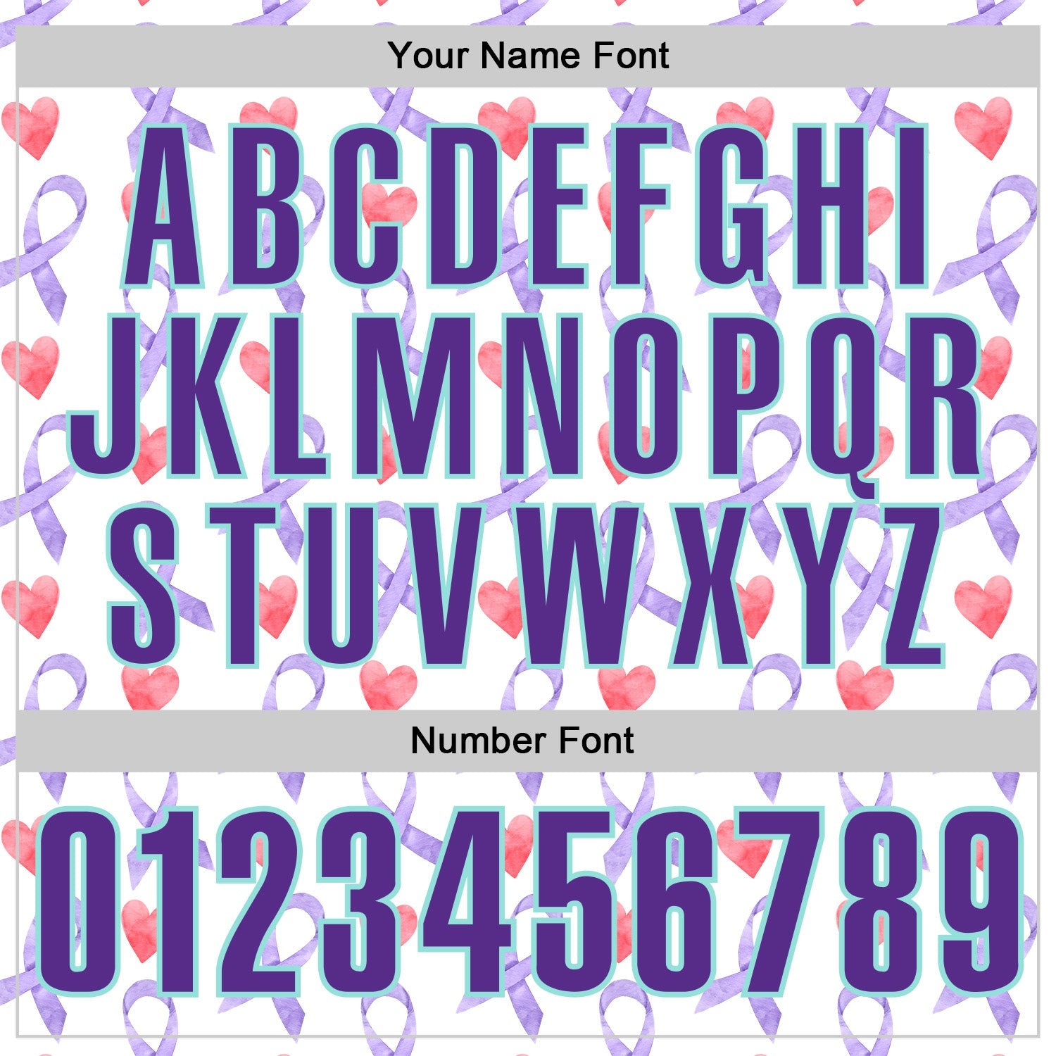 Custom White Purple-Ice Blue 3D Pattern Design Perwinkle Ribbon Gastric Cancer Awareness Hearts Performance Polo Shirt