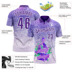Custom Purple White 3D Pattern Design Perwinkle Ribbon Gastric Cancer Awareness Sprinkle Performance Polo Shirt