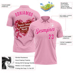 Custom Light Pink Hot Pink-White 3D Pink Ribbon Breast Cancer Awareness Performance Polo Shirt