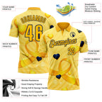Custom Gold Navy 3D Pattern Design Yellow Ribbon Bone Cancer Awareness Performance Polo Shirt