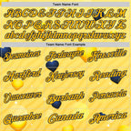 Custom Gold Navy 3D Pattern Design Yellow Ribbon Bone Cancer Awareness Performance Polo Shirt