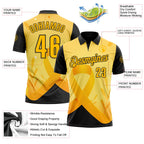 Custom Gold Black 3D Pattern Design Yellow Ribbon Bone Cancer Awareness Performance Polo Shirt