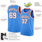 Custom Powder Blue White-Orange Authentic Basketball Jersey