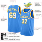 Custom Powder Blue White-Gold Authentic Basketball Jersey