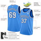 Custom Powder Blue White-Navy Authentic Basketball Jersey
