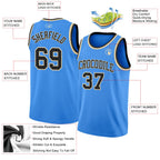 Custom Powder Blue Black-Cream Authentic Basketball Jersey