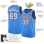 Custom Powder Blue White Navy Orange-Gold Authentic Basketball Jersey