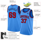 Custom Powder Blue Red-Navy Authentic Basketball Jersey
