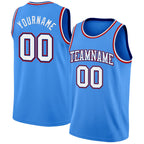 Custom Powder Blue White Royal-Red Authentic Basketball Jersey