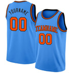 Custom Powder Blue Orange-Black Authentic Basketball Jersey