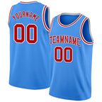 Custom Powder Blue Red-White Authentic Basketball Jersey