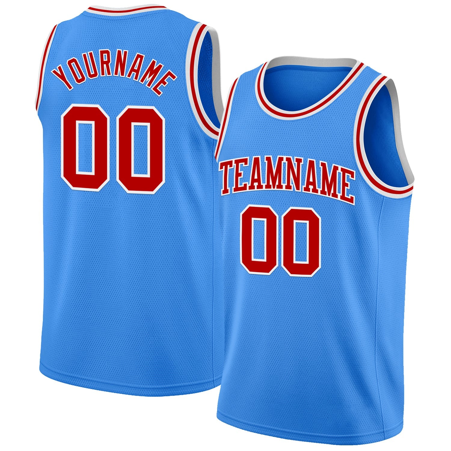 Custom Powder Blue Red-White Authentic Basketball Jersey