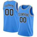 Custom Powder Blue Black-White Authentic Basketball Jersey