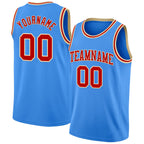 Custom Powder Blue Red-Cream Authentic Basketball Jersey