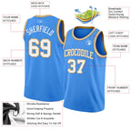 Custom Powder Blue White-Old Gold Authentic Basketball Jersey