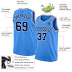 Custom Powder Blue Navy-White Authentic Basketball Jersey