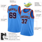 Custom Powder Blue Navy-Orange Authentic Basketball Jersey