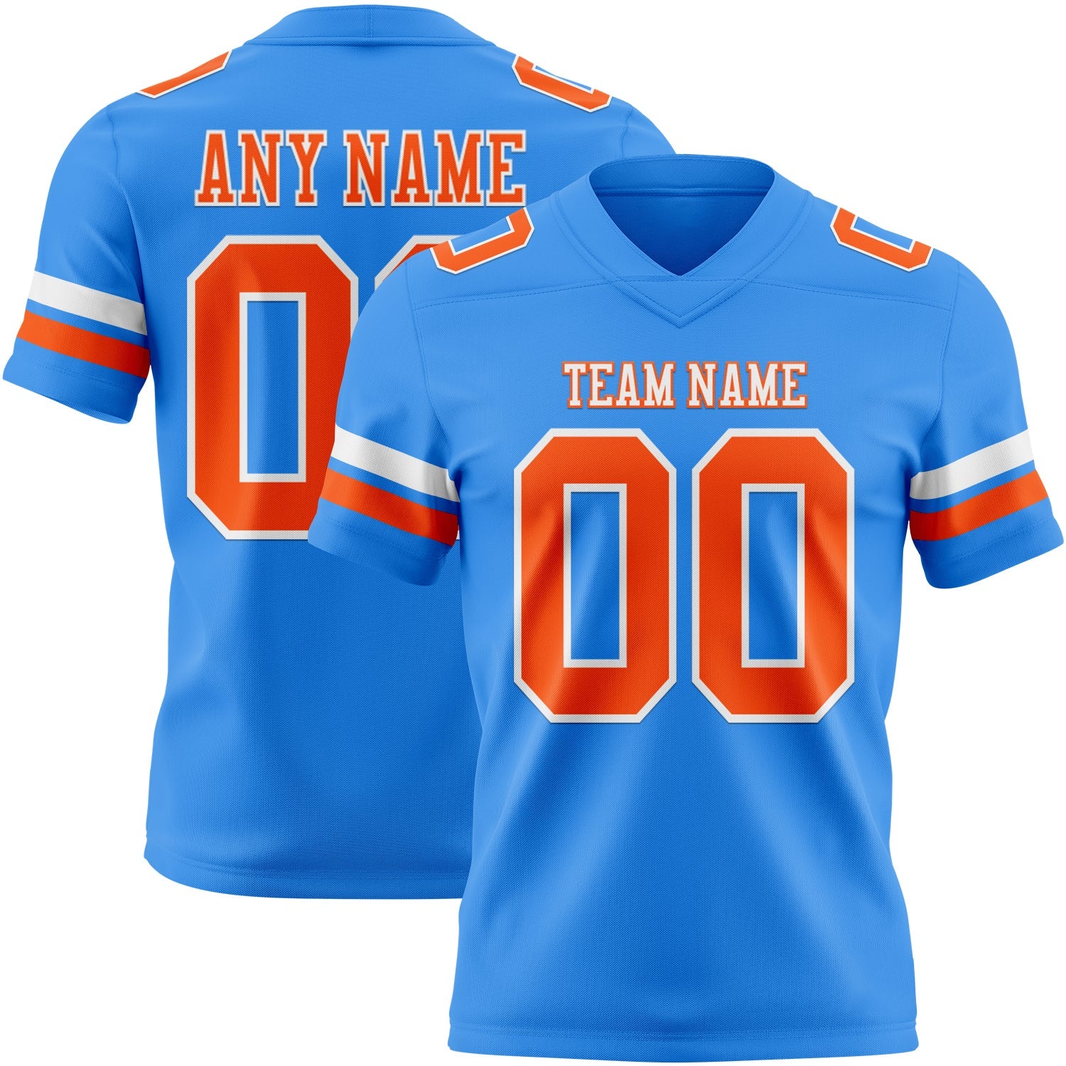 Custom Powder Blue Orange-White Authentic Football Jersey