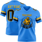 Custom Powder Blue Black-Gold Authentic Football Jersey